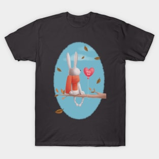 Miss you! Cute rabbit sitting in a tree thinking of his love in the autumn T-Shirt